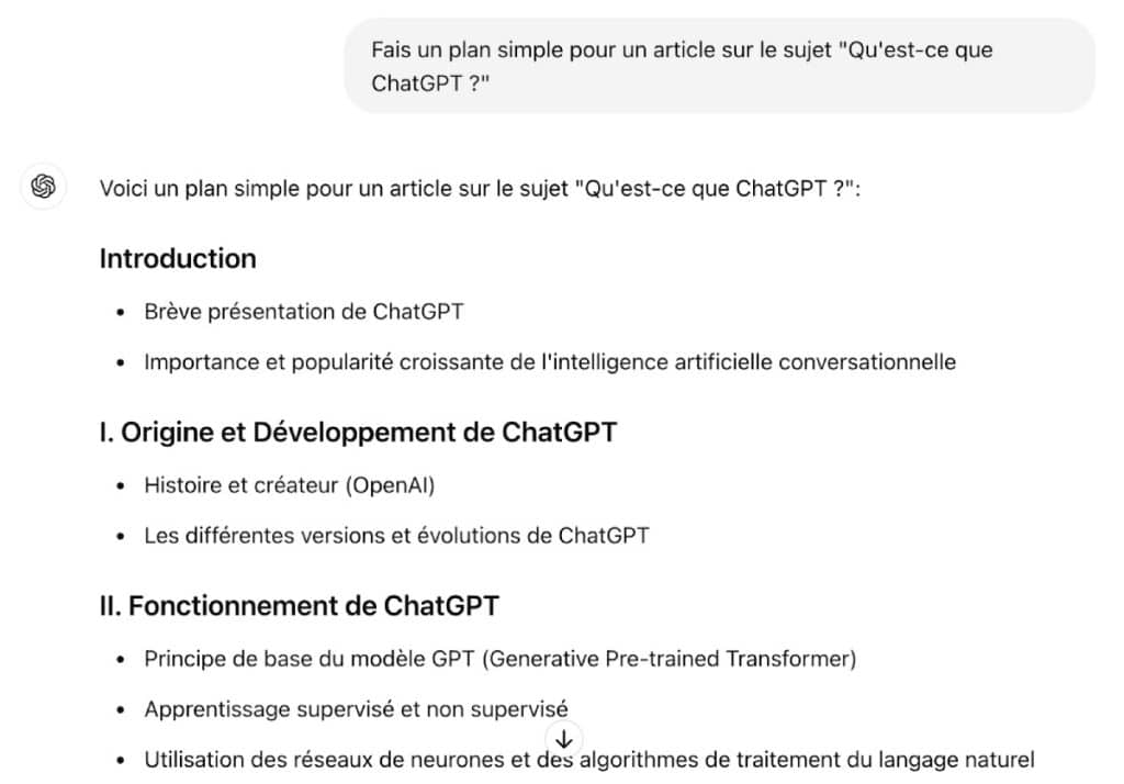 Exemple de structuration d’article de blog avec ChatGPT